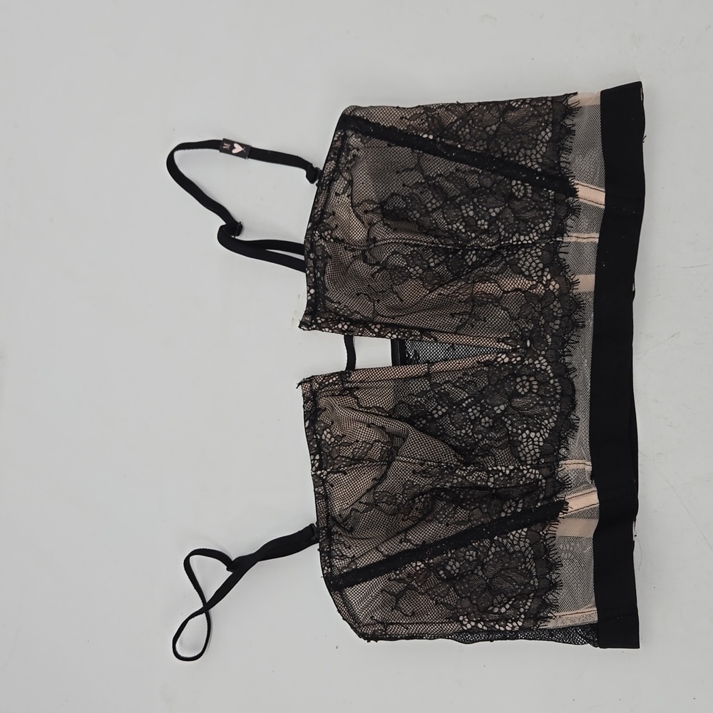 Victorias Secret Very Sexy Unlined Longline Strapless Boning Bra black buff new